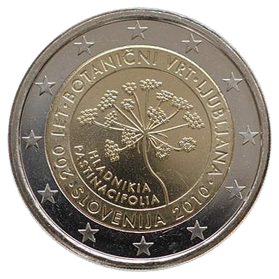2 euros conmemorativa Bicentenario del Jardín Botánico de Liubliana